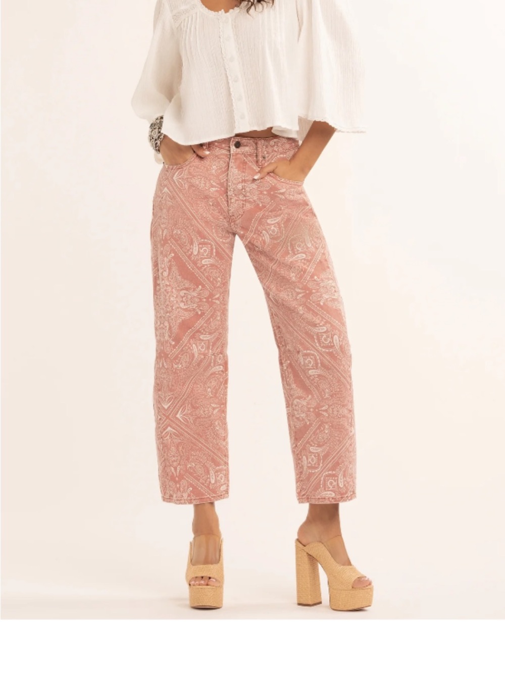 Jessica Simpson Pink Paisley Boyfriend Jeans